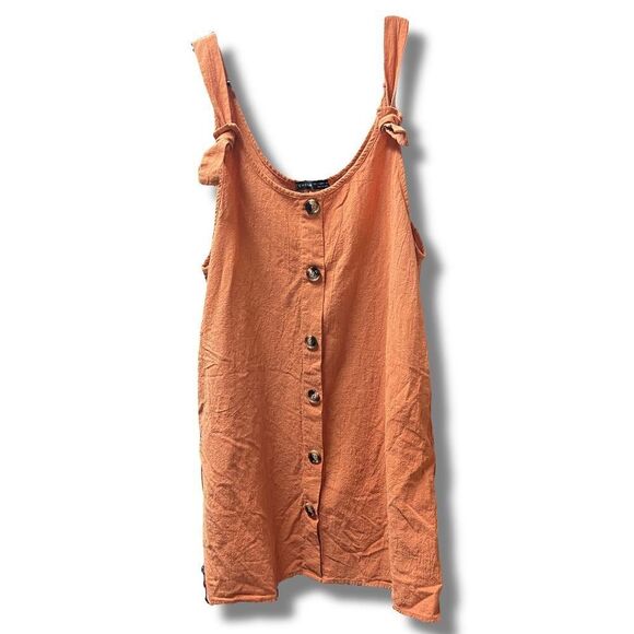 🌟 SHEIN Cotton Overall Dress Orange Women's Size 8/10 🌟 - Picture 1 of 5